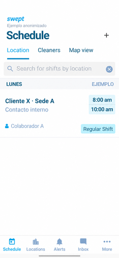 Ejemplo anonimizado de programación con datos ficticios
